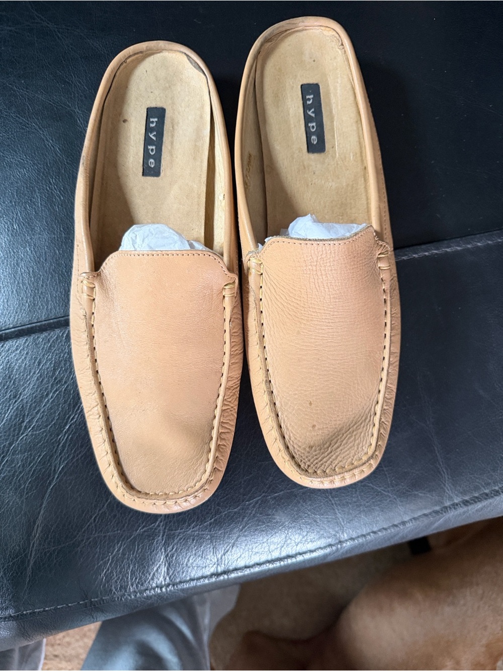 hype Tan Leather Slip-On Loafers for Women
